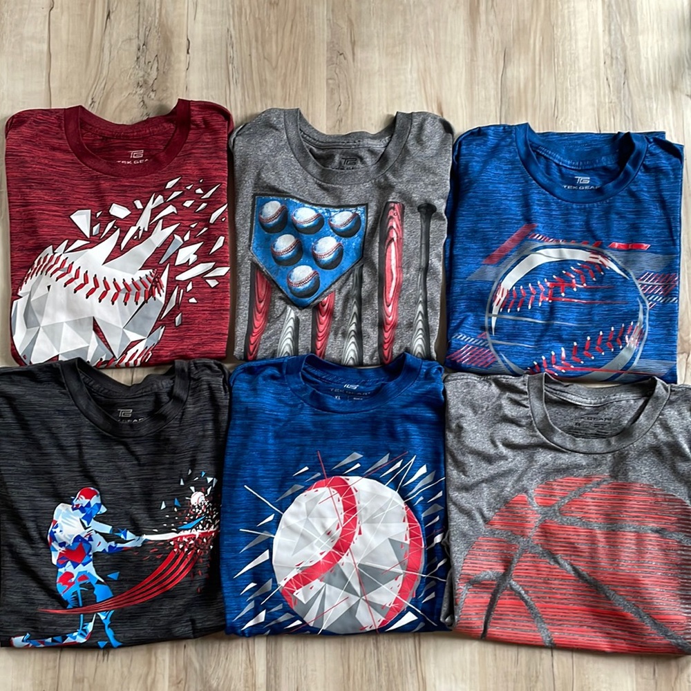 Lot of 6 Boys XL Tek Gear athletic wicking shirts